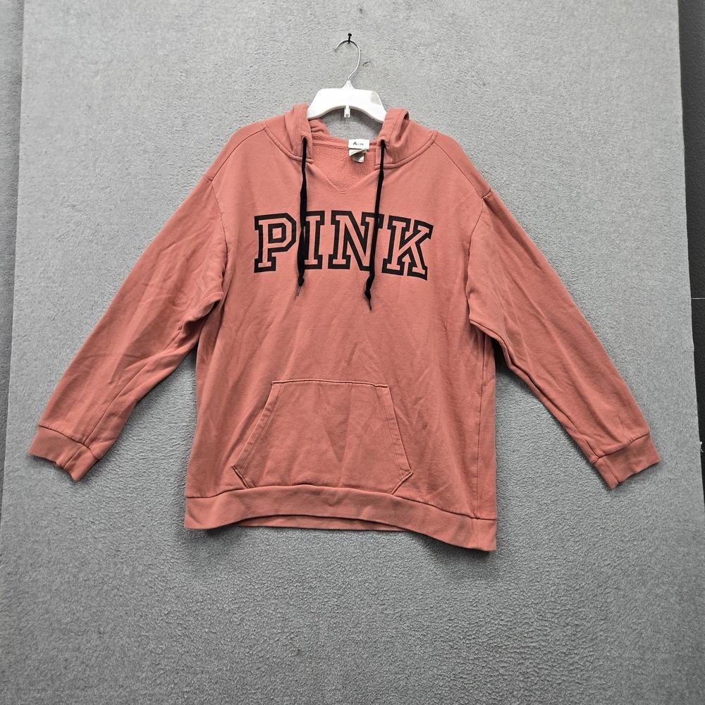 PINK Victoria's Secret Women Hoodie L Rust Fleece PINK Logo Activewear Hooded